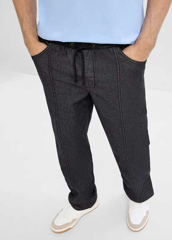 Tunn dra p&aring;-byxa i Loose Fit, Straight, bonprix