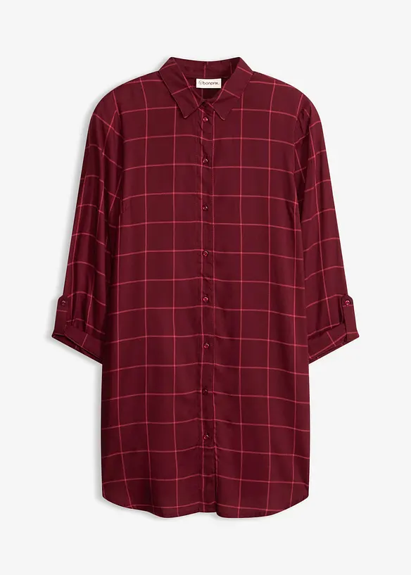 L&aring;ng rutig blus med fickor, bonprix