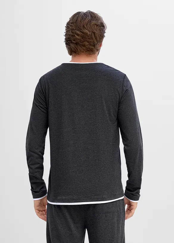 L&aring;ng&auml;rmad T-shirt med 2-i-1-look (2-pack), bonprix