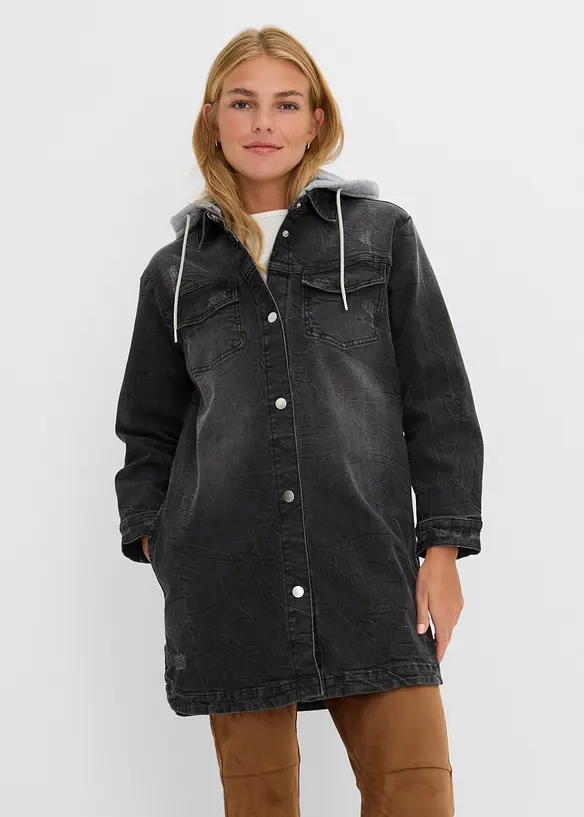 Jeansjacka med huva, bonprix