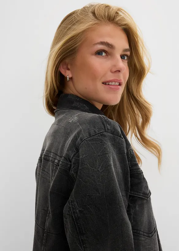 Jeansjacka med huva, bonprix