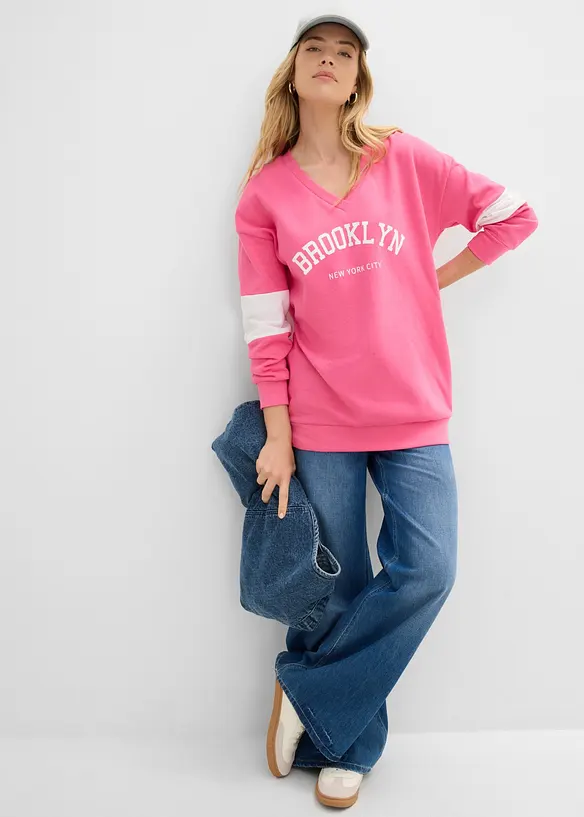 Oversizesweatshirt i bomullsmix, bonprix