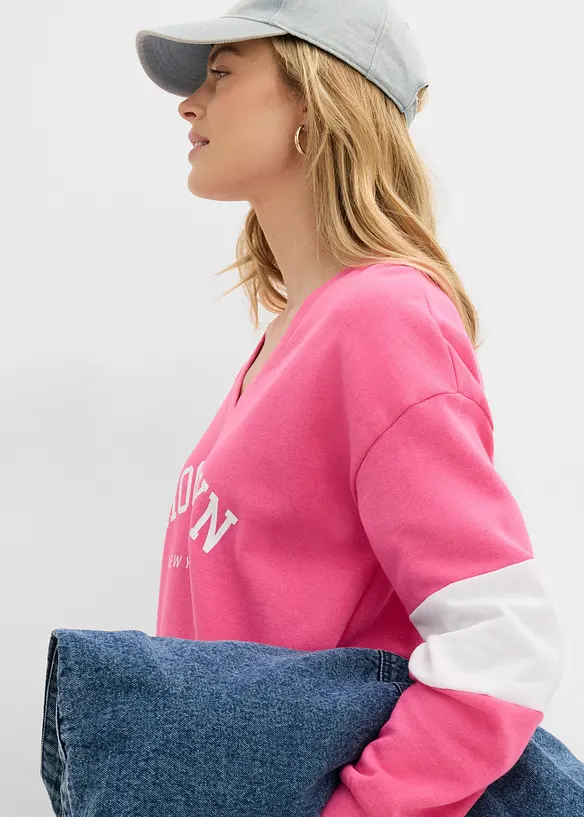 Oversizesweatshirt i bomullsmix, bonprix