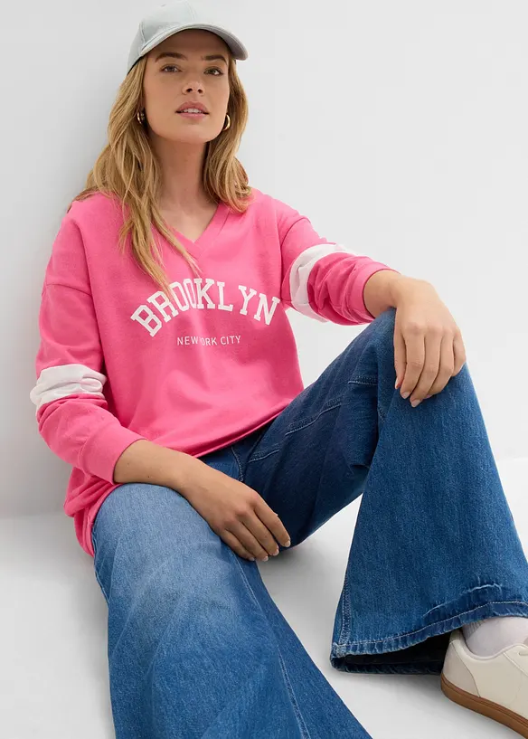 Oversizesweatshirt i bomullsmix, bonprix