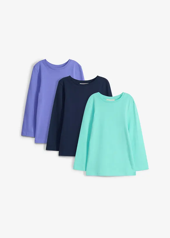 L&aring;ng&auml;rmad topp i ekologisk bomull (3-pack), bonprix