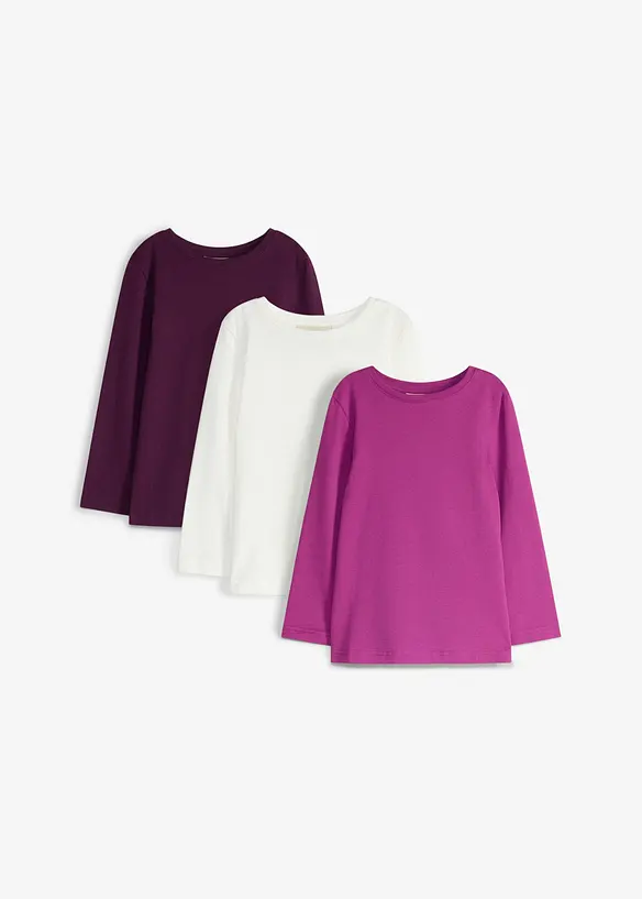 L&aring;ng&auml;rmad topp i ekologisk bomull (3-pack), bonprix