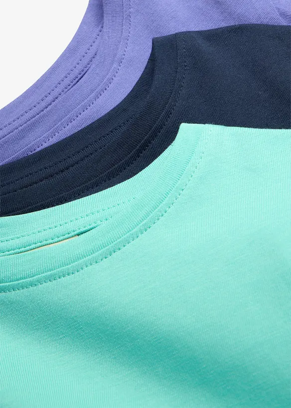 L&aring;ng&auml;rmad topp i ekologisk bomull (3-pack), bonprix