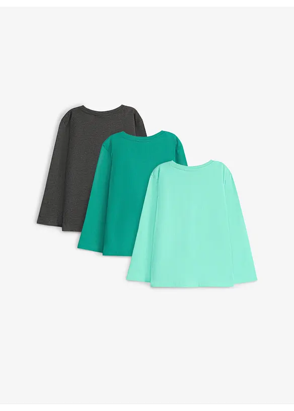 L&aring;ng&auml;rmad T-shirt i ekologisk bomull (3-pack), bonprix