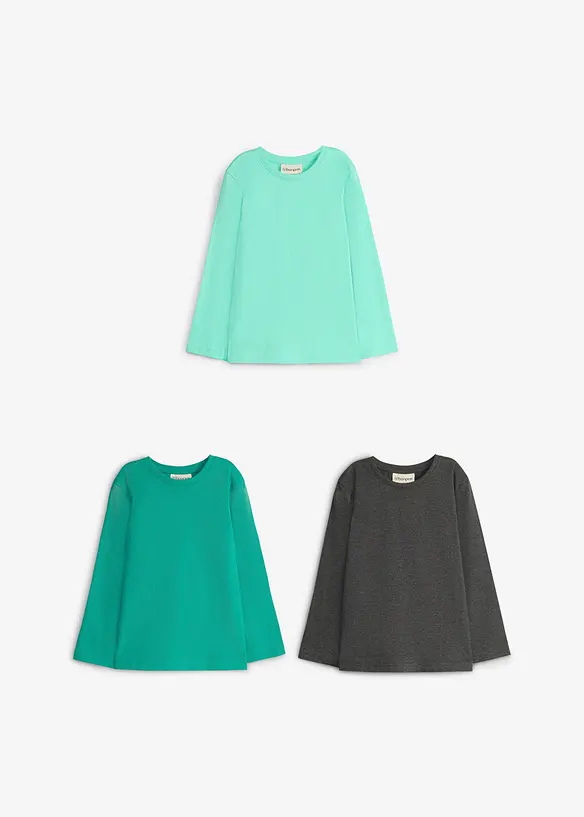 L&aring;ng&auml;rmad T-shirt i ekologisk bomull (3-pack), bonprix
