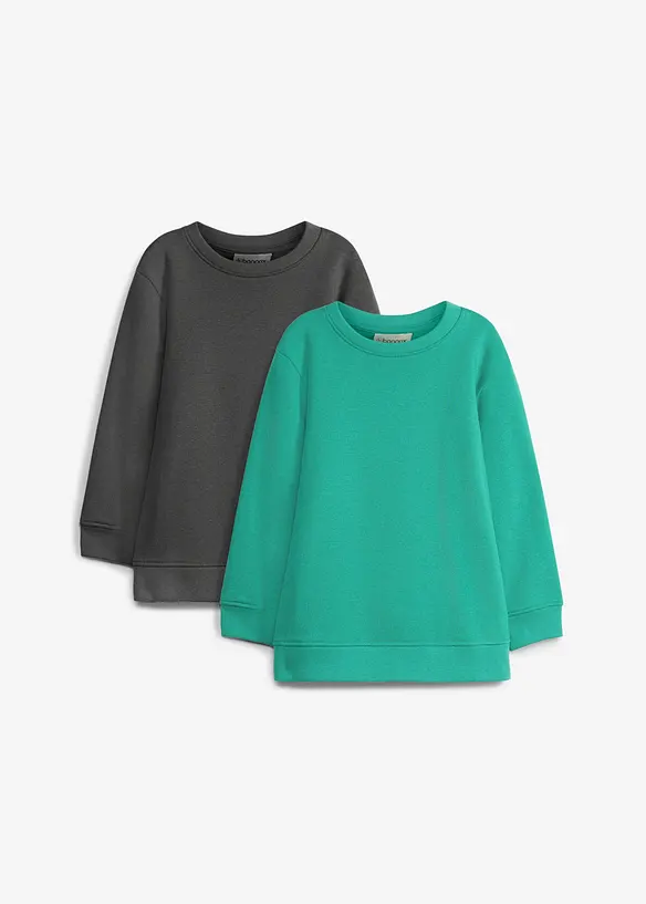 Sweatshirt i mjuk bomullsmix (2-pack), bonprix