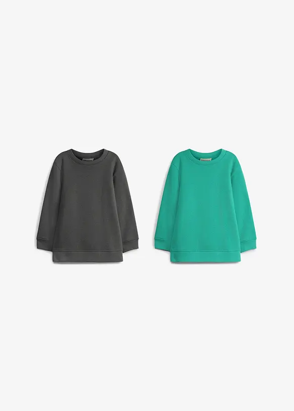Sweatshirt i mjuk bomullsmix (2-pack), bonprix