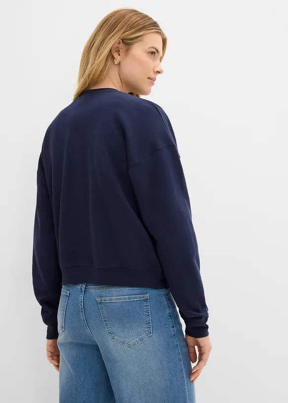 Kort oversizesweatshirt av ekologisk bomull, bonprix