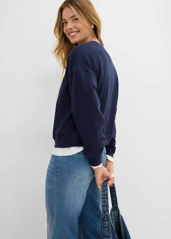 Kort oversizesweatshirt av ekologisk bomull, bonprix