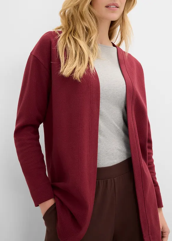 L&aring;ng sweatshirtjacka av mjuk bomullsmix, bonprix