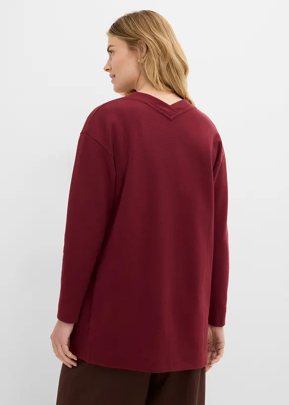 L&aring;ng sweatshirtjacka av mjuk bomullsmix, bonprix
