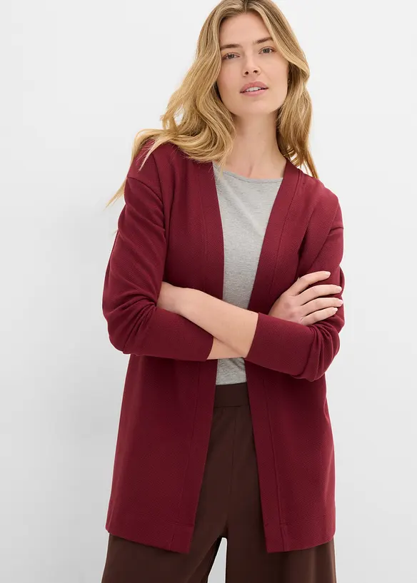 L&aring;ng sweatshirtjacka av mjuk bomullsmix, bonprix