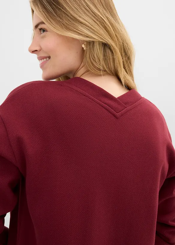 L&aring;ng sweatshirtjacka av mjuk bomullsmix, bonprix