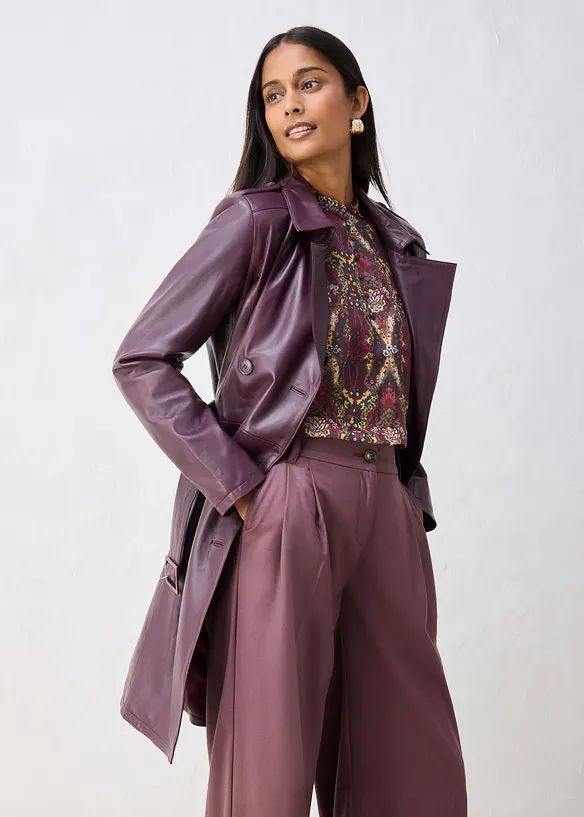 Trenchcoat av lammnappa, bonprix