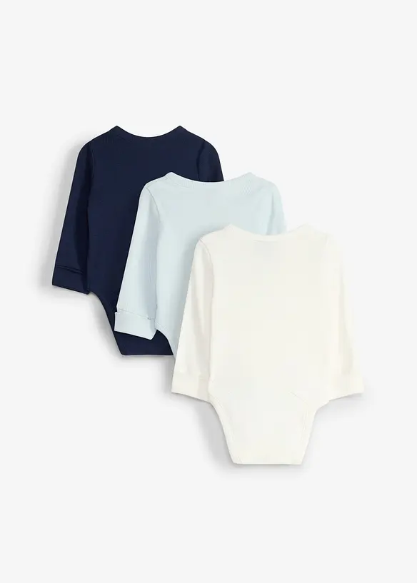 L&aring;ng&auml;rmad body av ren bomull, justerbar l&auml;ngd (3-pack), bonprix