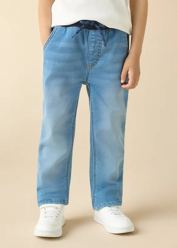 Regular Fit Sweat Jeans i dra p&aring;-modell, Straight, bonprix