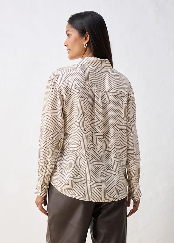 Skjortblus av mjukt material med silke, bonprix