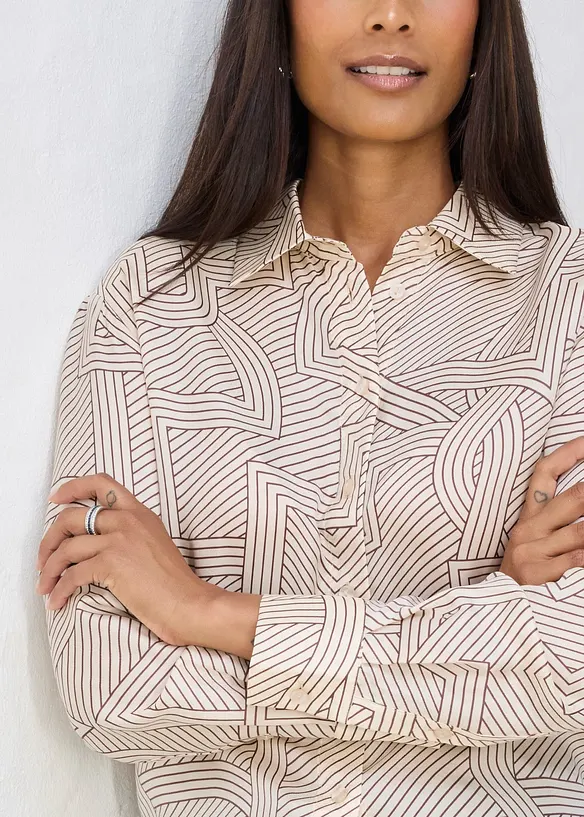 Skjortblus av mjukt material med silke, bonprix