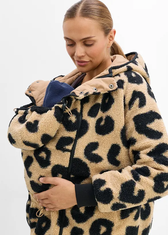 Mammajacka med babyficka, i teddyfleece, bonprix