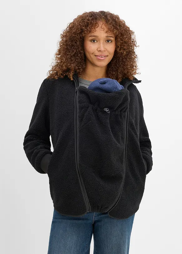 Mammajacka med babyficka, i teddyfleece, bonprix