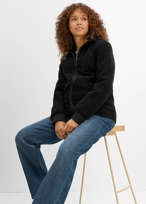 Mammajacka med babyficka, i teddyfleece, bonprix