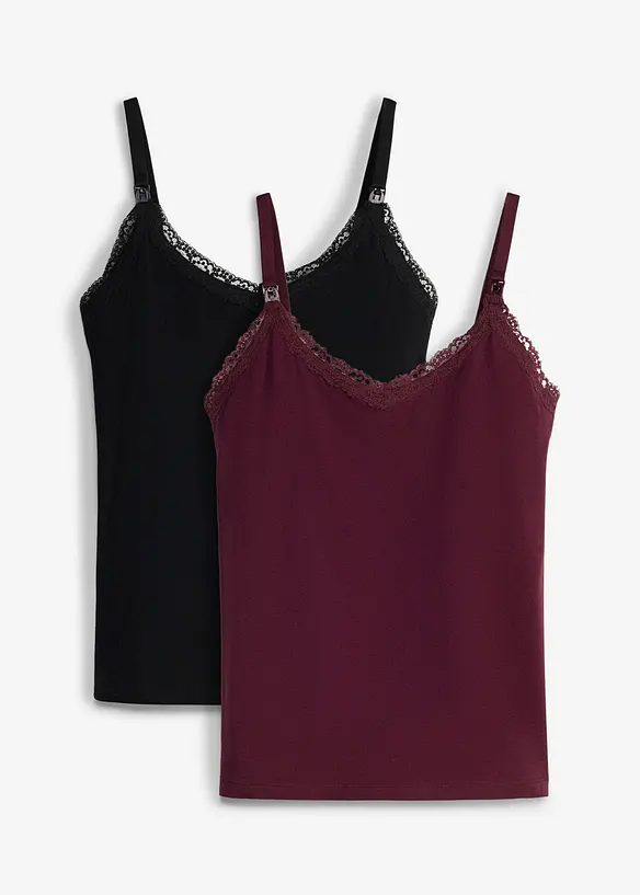 Mammalinne med amnings&ouml;ppning och spets (2-pack), bonprix