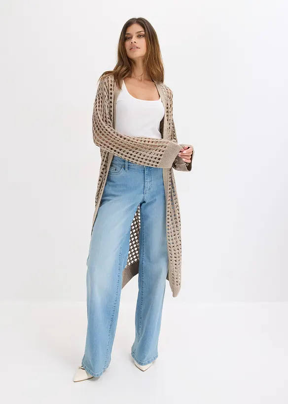 L&aring;ng cardigan med h&aring;lm&ouml;nster, bonprix