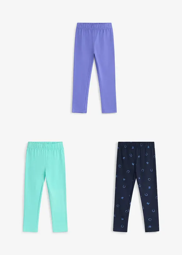 Leggings av stretchig mix med ekologisk bomull (3-pack), bonprix