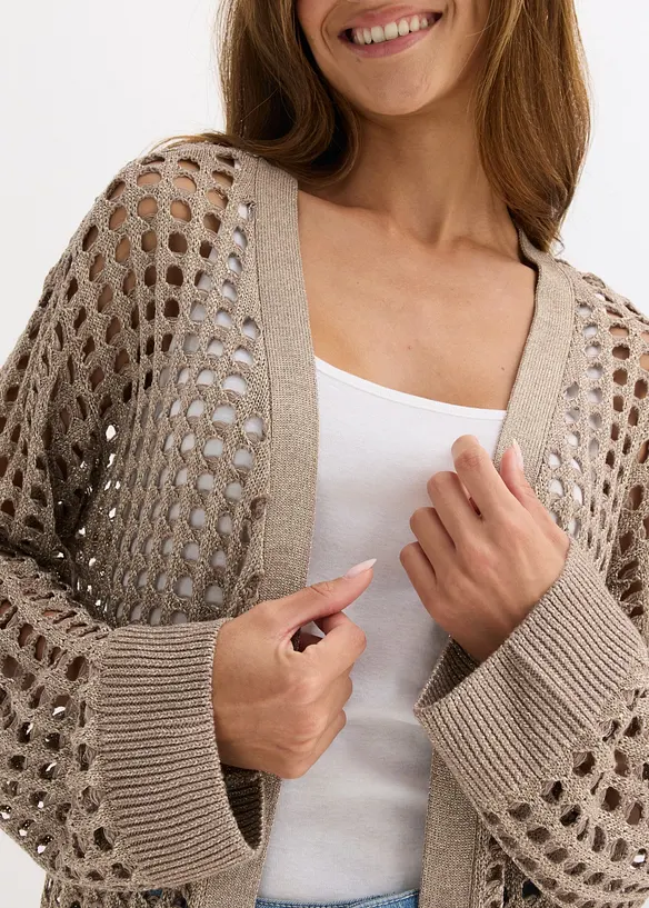 L&aring;ng cardigan med h&aring;lm&ouml;nster, bonprix