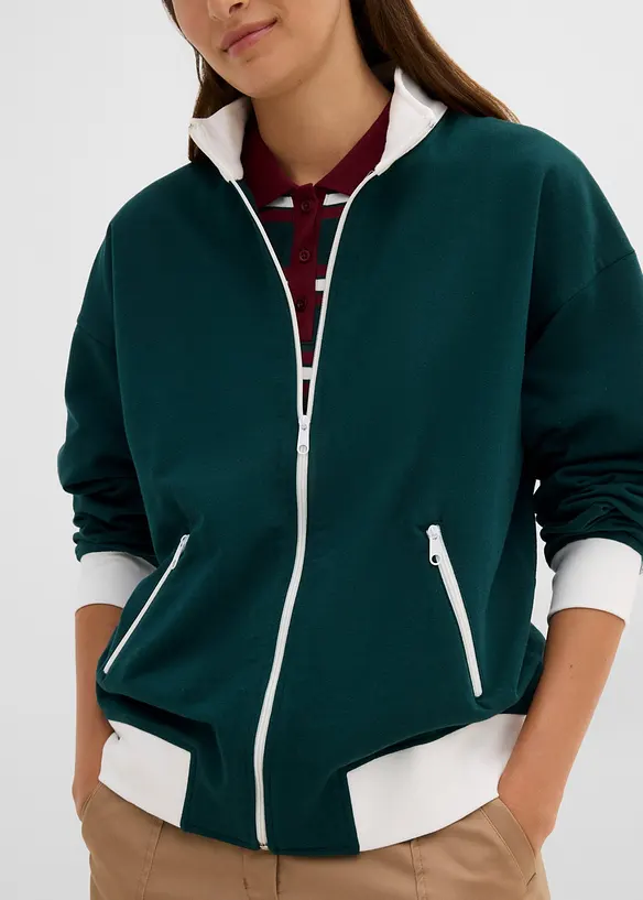Sweatshirtjacka i ekologisk bomull, bonprix