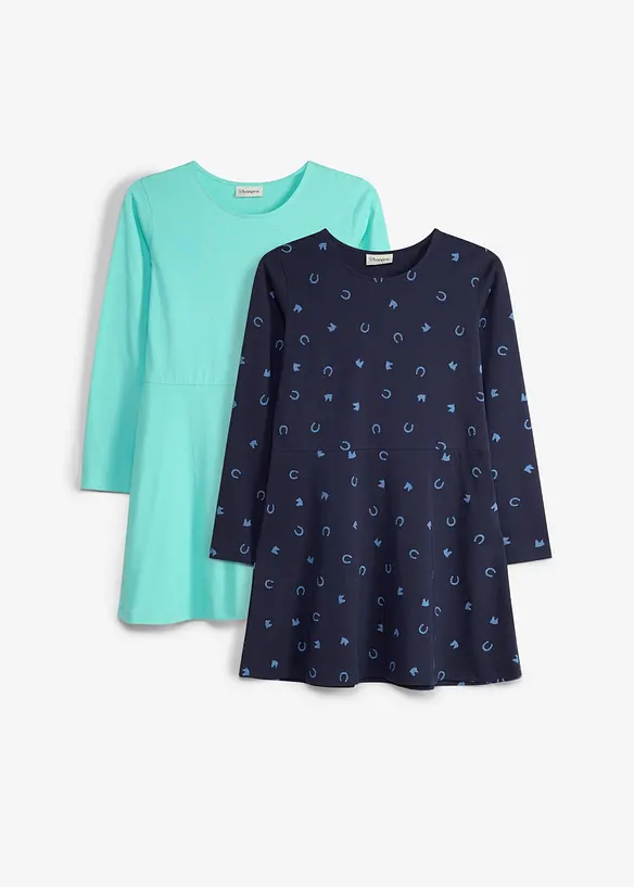 Jerseykl&auml;nning av ekologisk bomull (2-pack), bonprix