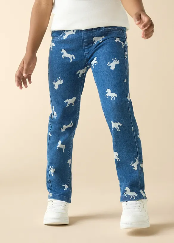 Dra p&aring;-jeans med elastisk midja, Mid Waist, bonprix