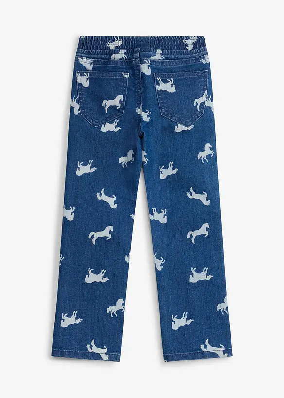 Dra p&aring;-jeans med elastisk midja, Mid Waist, bonprix