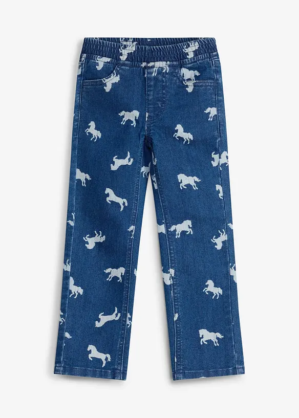 Dra p&aring;-jeans med elastisk midja, Mid Waist, bonprix