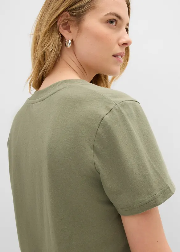 T-shirt med V-ringning i ekologisk bomull (3-pack), bonprix