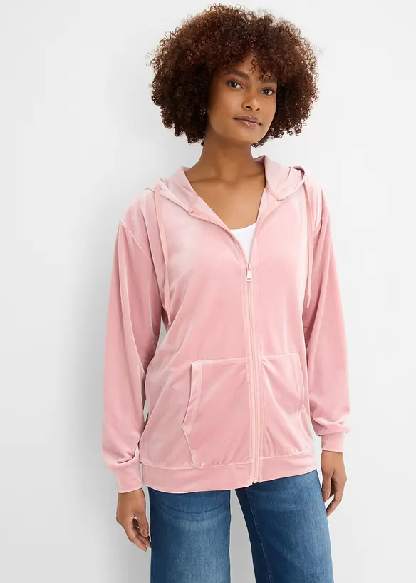 Sweatshirt med huva, av sammet, bonprix