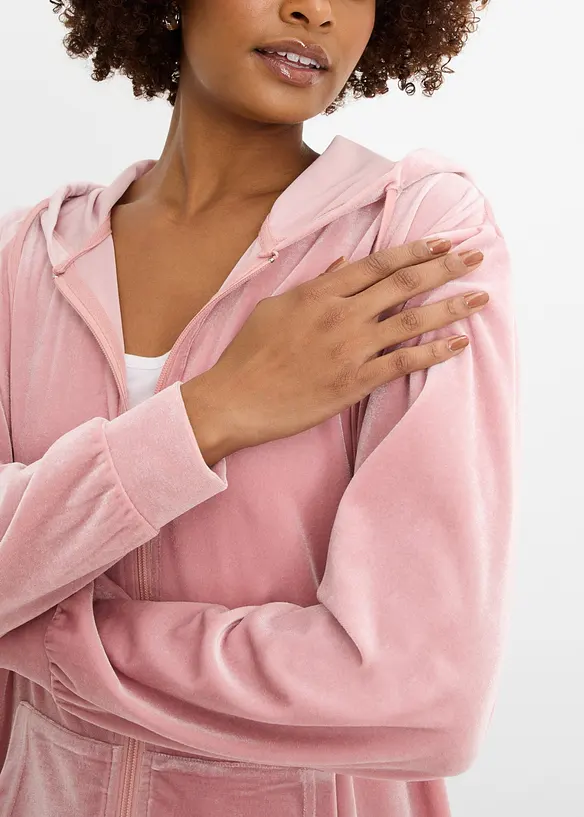 Sweatshirt med huva, av sammet, bonprix
