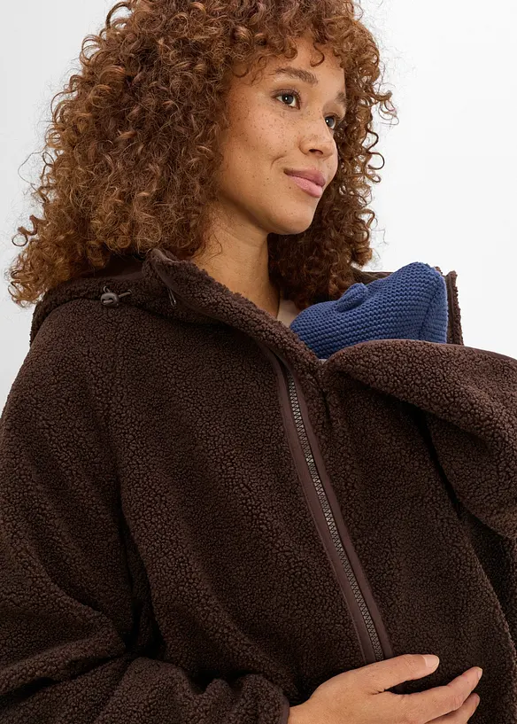 Mammajacka med babyficka, i teddyfleece, bonprix