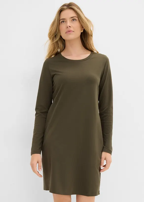 Jerseykl&auml;nning av bomull med stretch (2-pack), bonprix