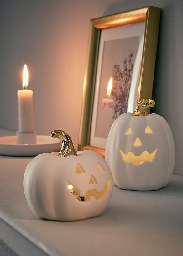 Prydnadsf&ouml;rem&aring;l, pumpor, med LED-ljus (set i 2 delar), bonprix