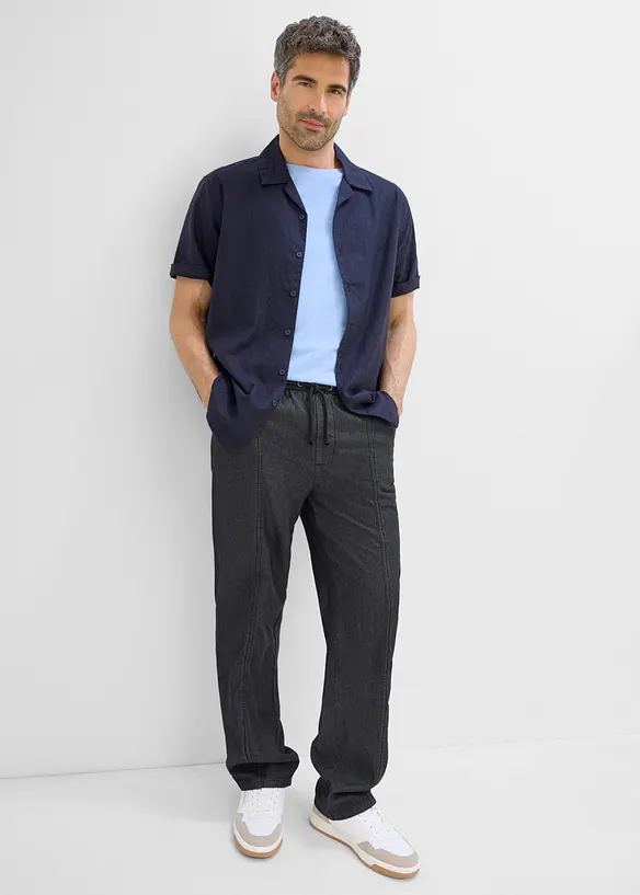 Tunn dra p&aring;-byxa i Loose Fit, Straight, bonprix