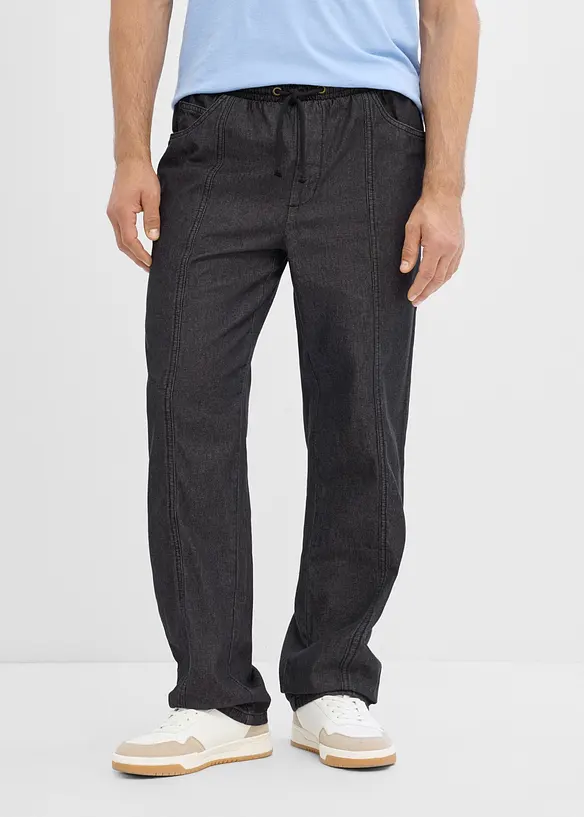 Tunn dra p&aring;-byxa i Loose Fit, Straight, bonprix