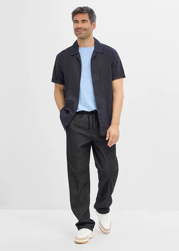 Tunn dra p&aring;-byxa i Loose Fit, Straight, bonprix