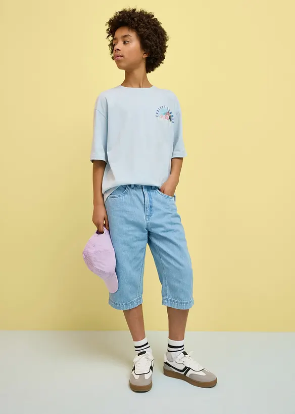 Jeansshorts med justerbar midja, Loose Fit, bonprix
