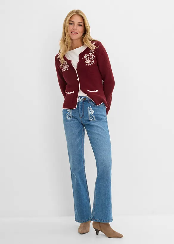 Bootcut-jeans Mid Waist med broderi, bonprix