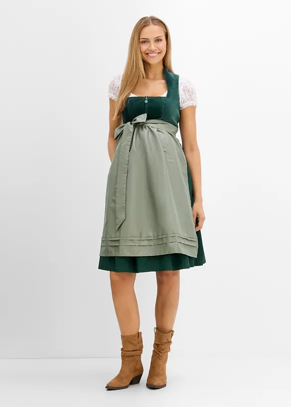 Mammadirndl med sammetsliv och satinf&ouml;rkl&auml;de (2 delar), bonprix